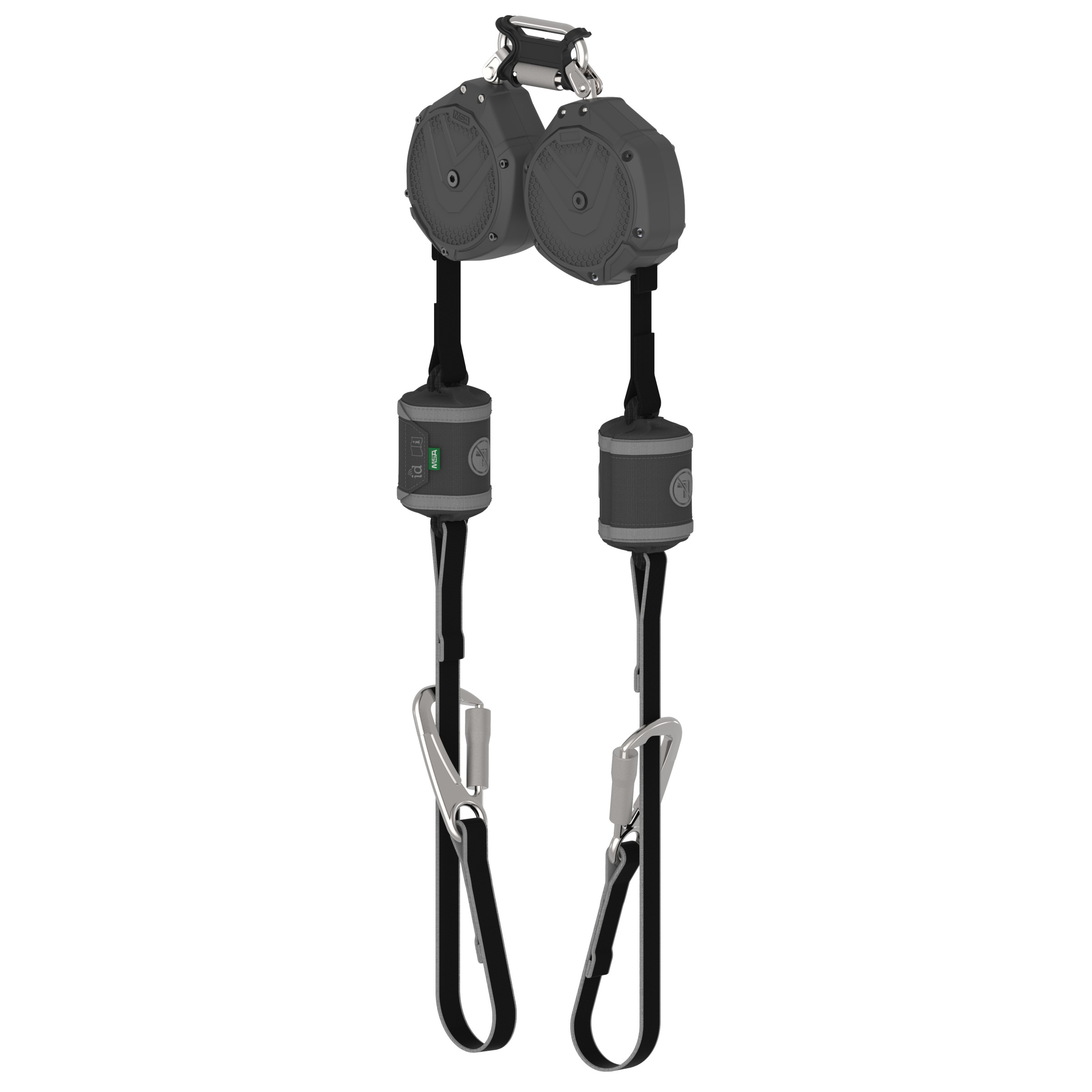 V-SHOCK PFL, 10', twin-leg, tie-back, FP5K snaphooks, steel carabiner (top), OSHA